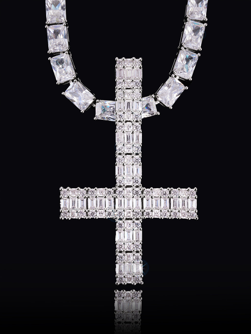 Destroy Lonely Upside Down Baquette Cross pendant