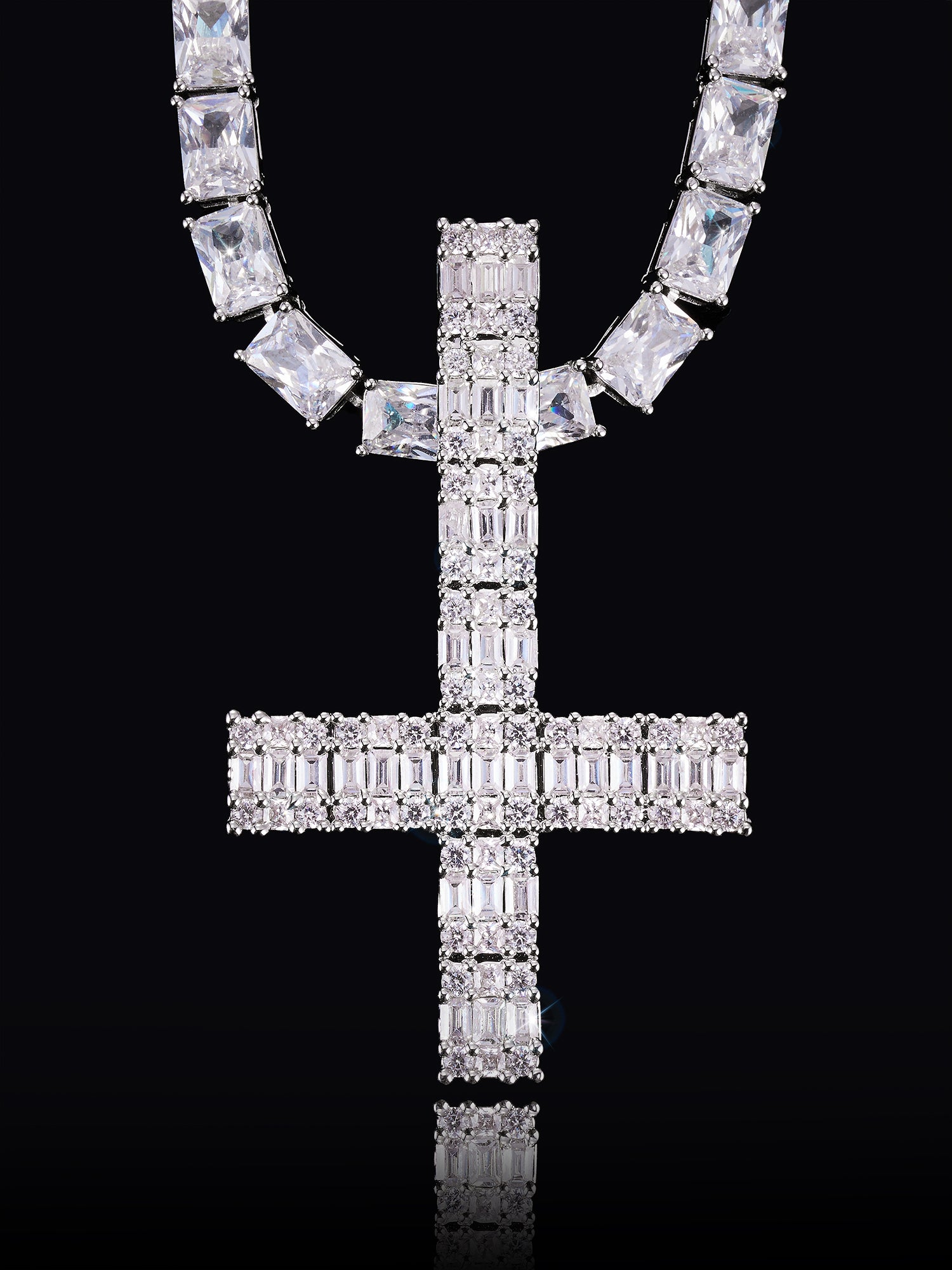 Destroy Lonely Upside Down Baquette Cross pendant