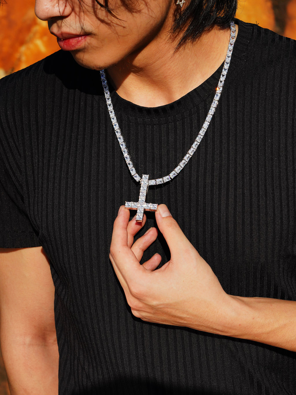 Kencarson Upside Down Baquette Cross pendant