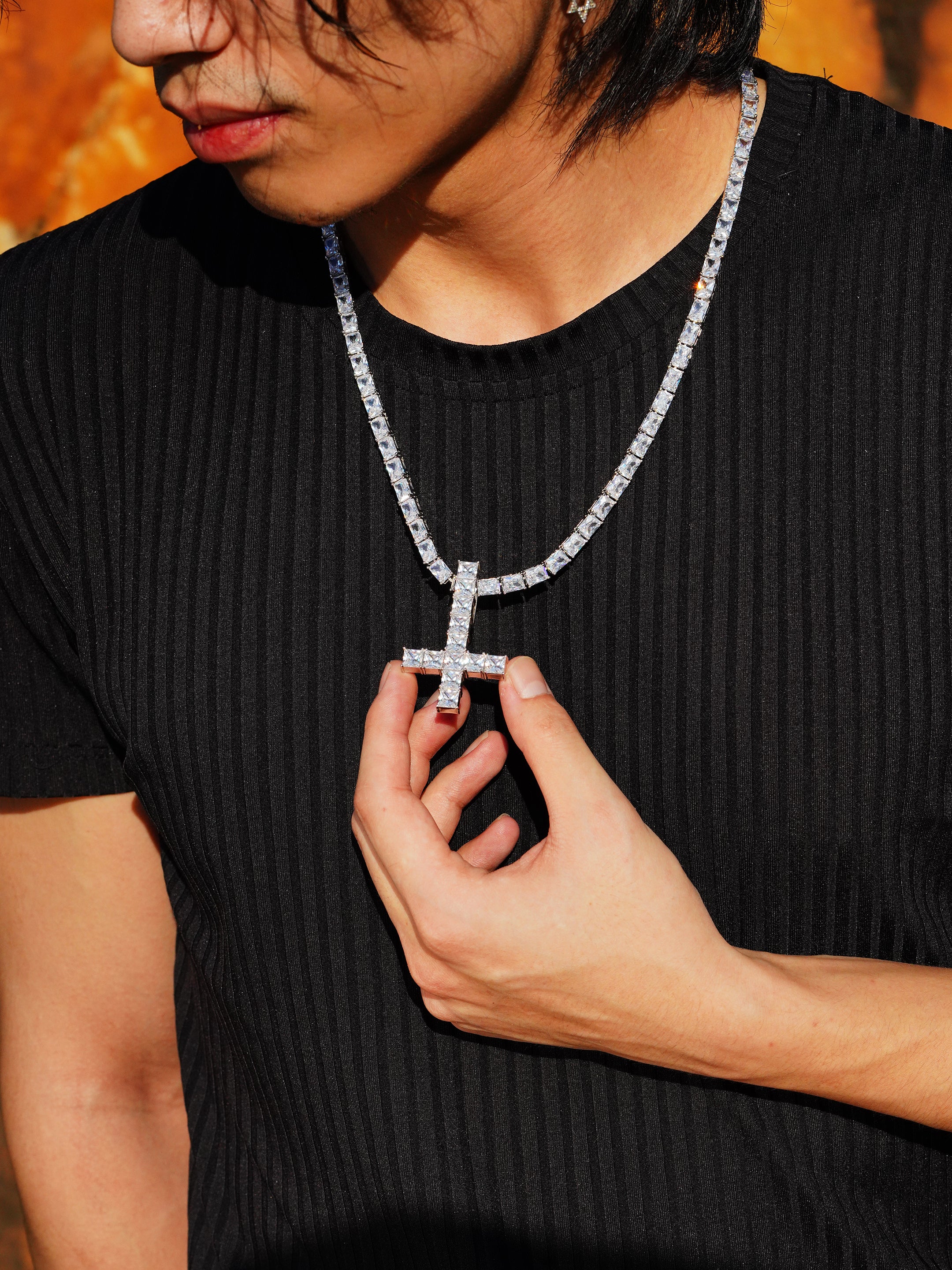 Kencarson Upside Down Baquette Cross pendant