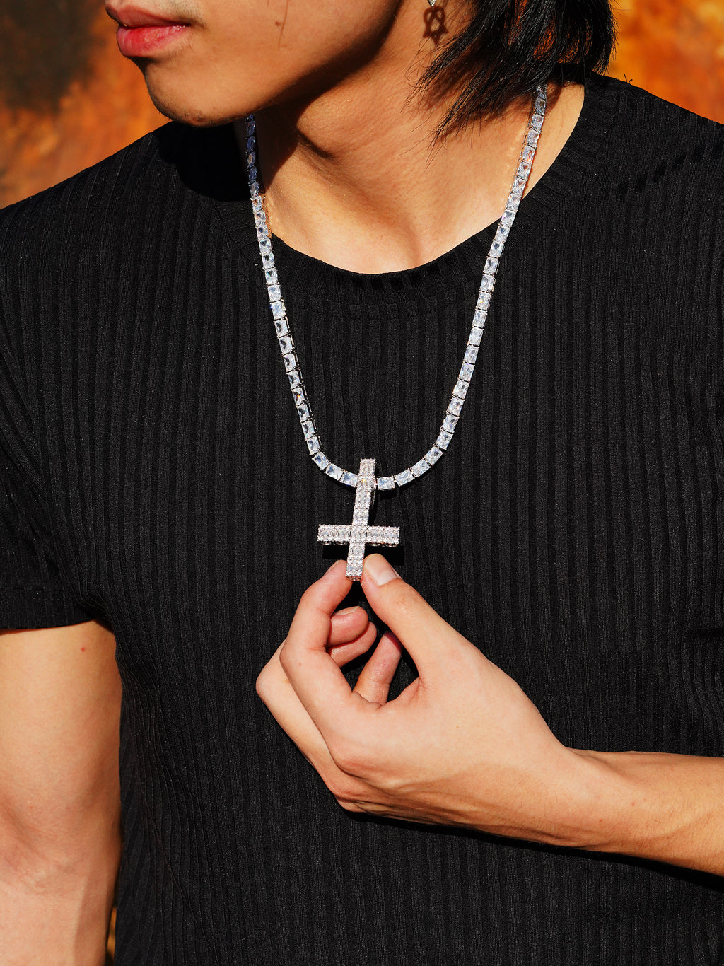 Destroy Lonely Upside Down Baquette Cross pendant