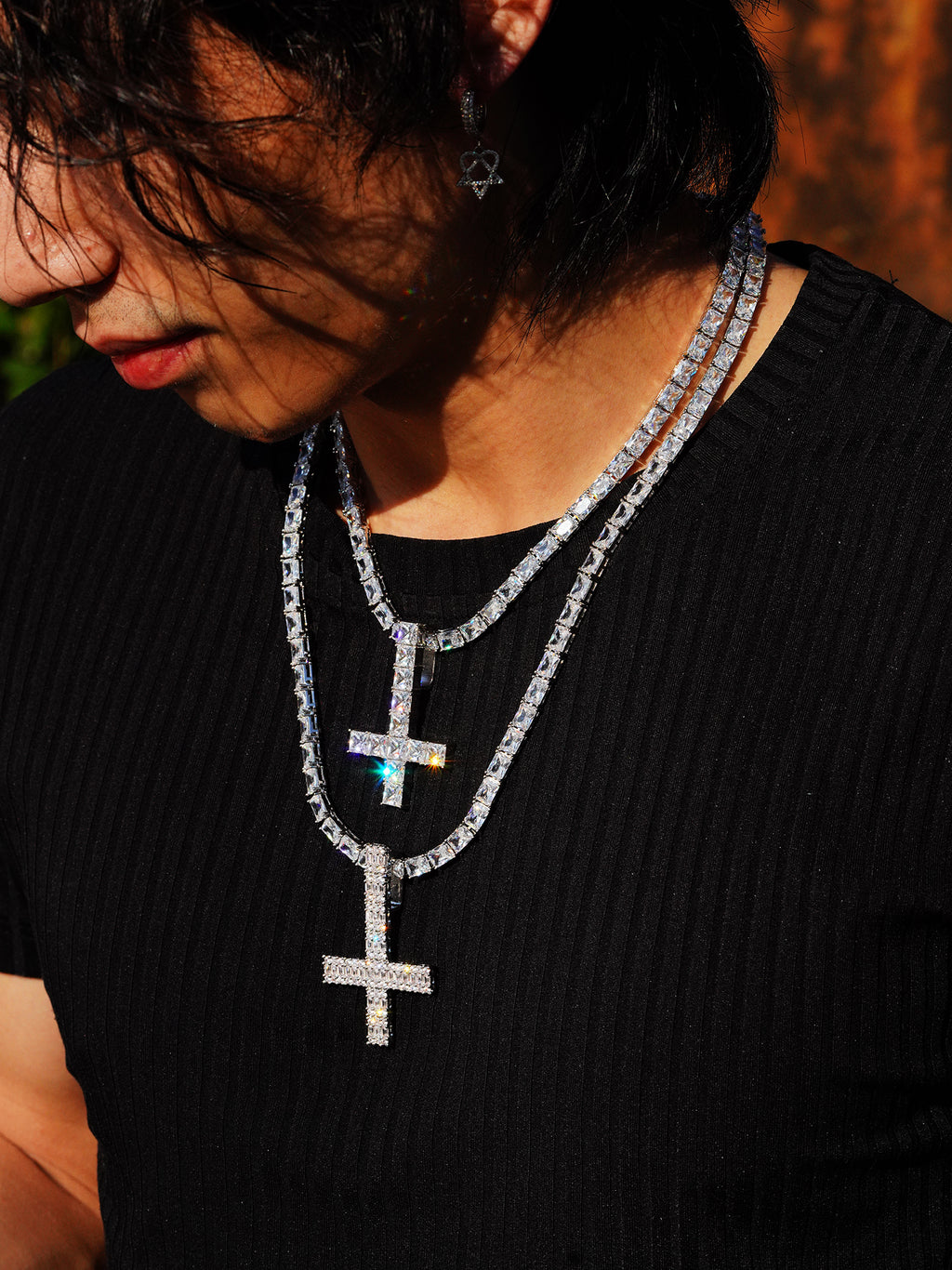 Kencarson Upside Down Baquette Cross pendant
