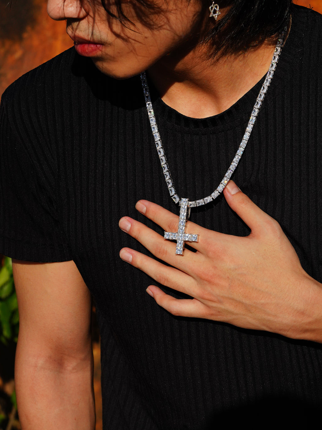 Kencarson Upside Down Baquette Cross pendant