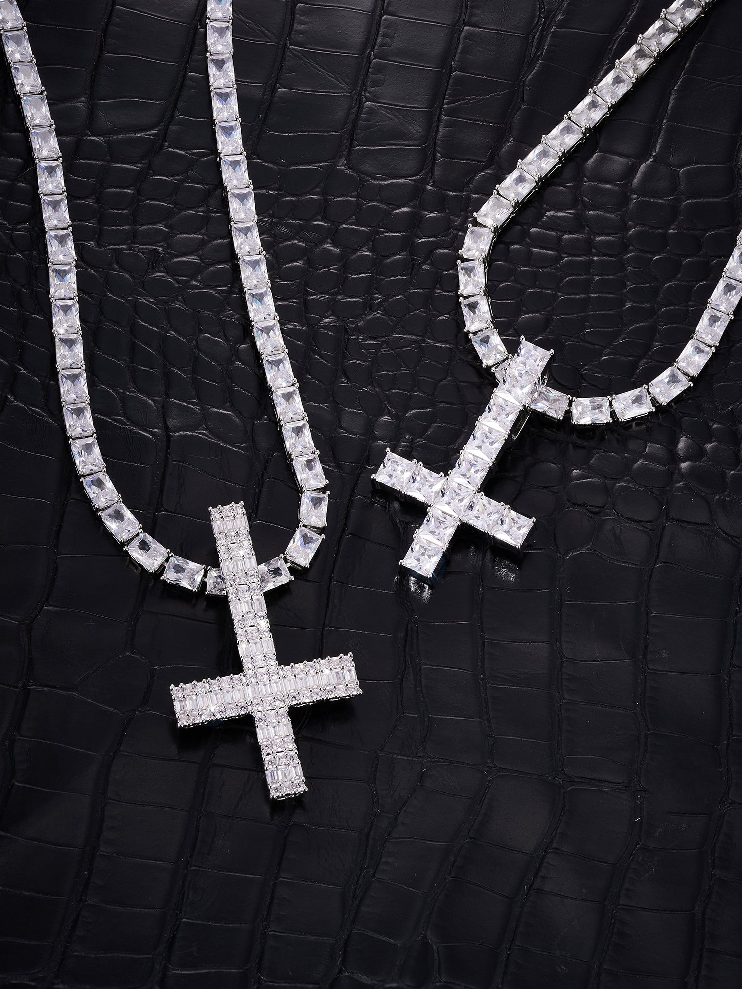 Destroy Lonely Upside Down Baquette Cross pendant